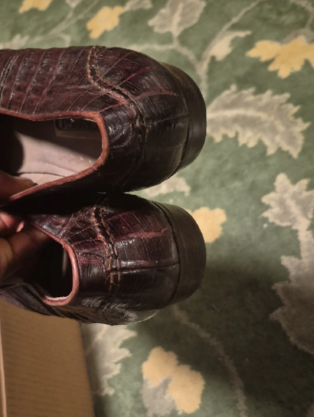 Strada Croc-Embossed Penny Loafers - Dark Brown